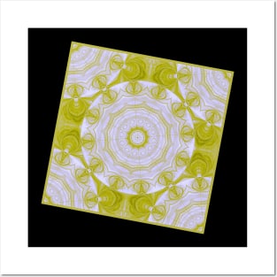 Quilted kaleidoscope in green and white Posters and Art